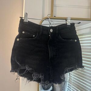 Zara Black Jean Shorts High-Waisted Distressed